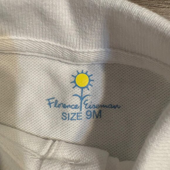 Baby White Polo Shirt With Blue Trim By Florence Eiseman Size 9M Cotton Blend - Picture 3 of 3